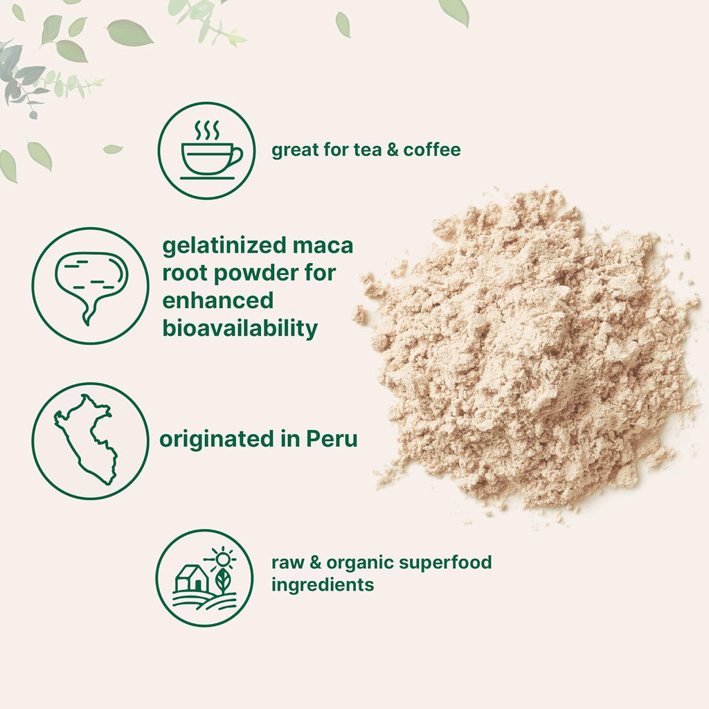 Organi Mac Roo Powder Pound Gelatinize fo Bette Absorption Ric i Antioxidants Hel Energy Stamina Endurance Strengt an Immun System N GMOs Vega Friendl an Per Origin