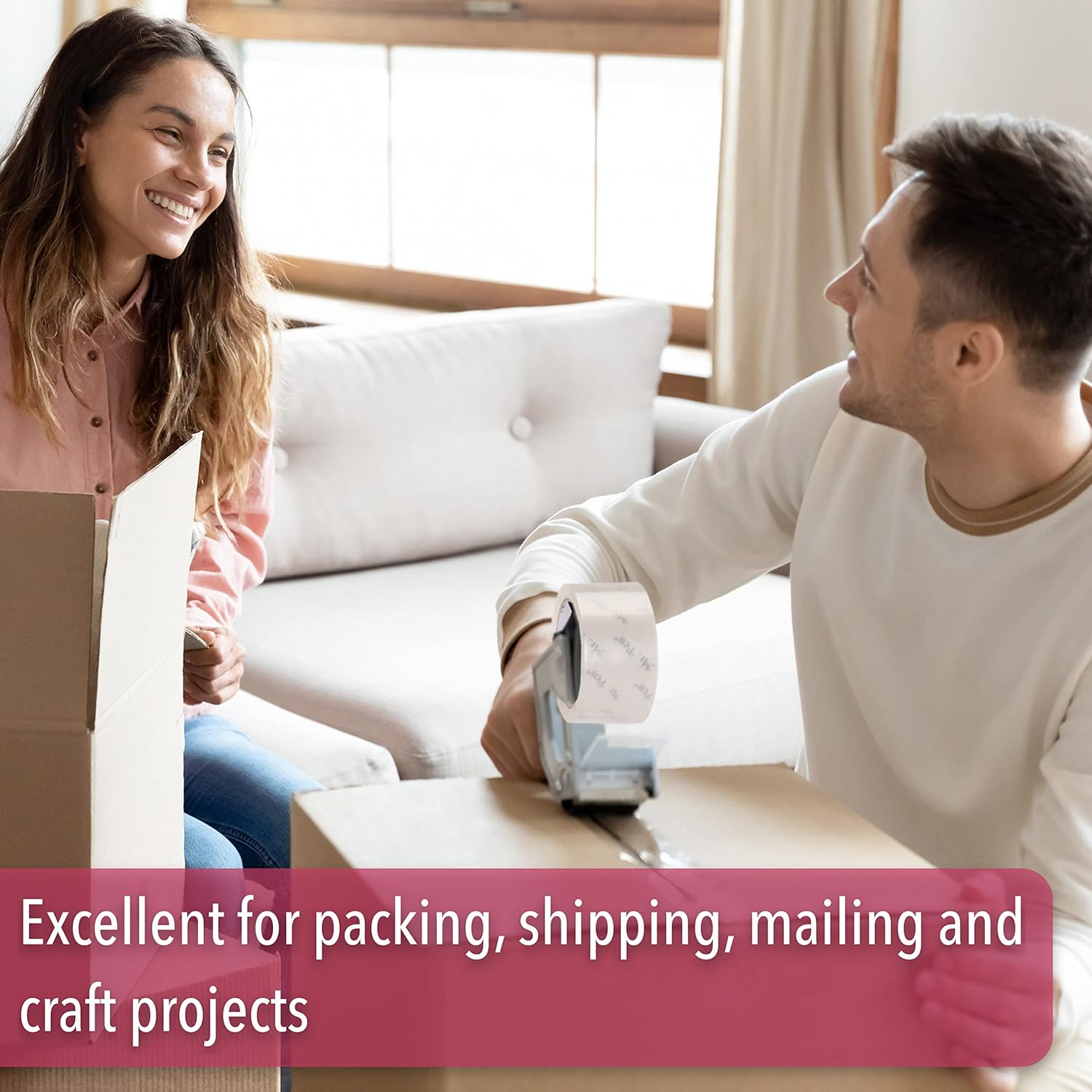 Packing Tape, 2Pack, 2in Wide, 60 Yards, 1.9mil, No Smell, Shipping Tape, Packaging Tape Rolls, Clear Box Tape, Mailing/Moving Tape, Packing Tape Refill