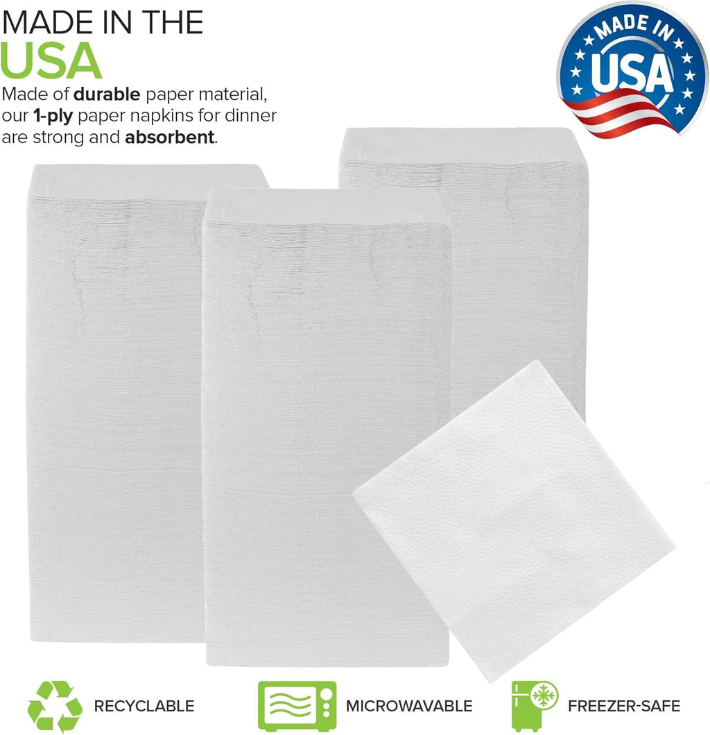 Stock Your Home 12 Inch Disposable Napkins - 1 Ply White Dinner Napkins - Paper Napkins for Dinner, Parties, Crafts, & Daily Use - 500 Pack