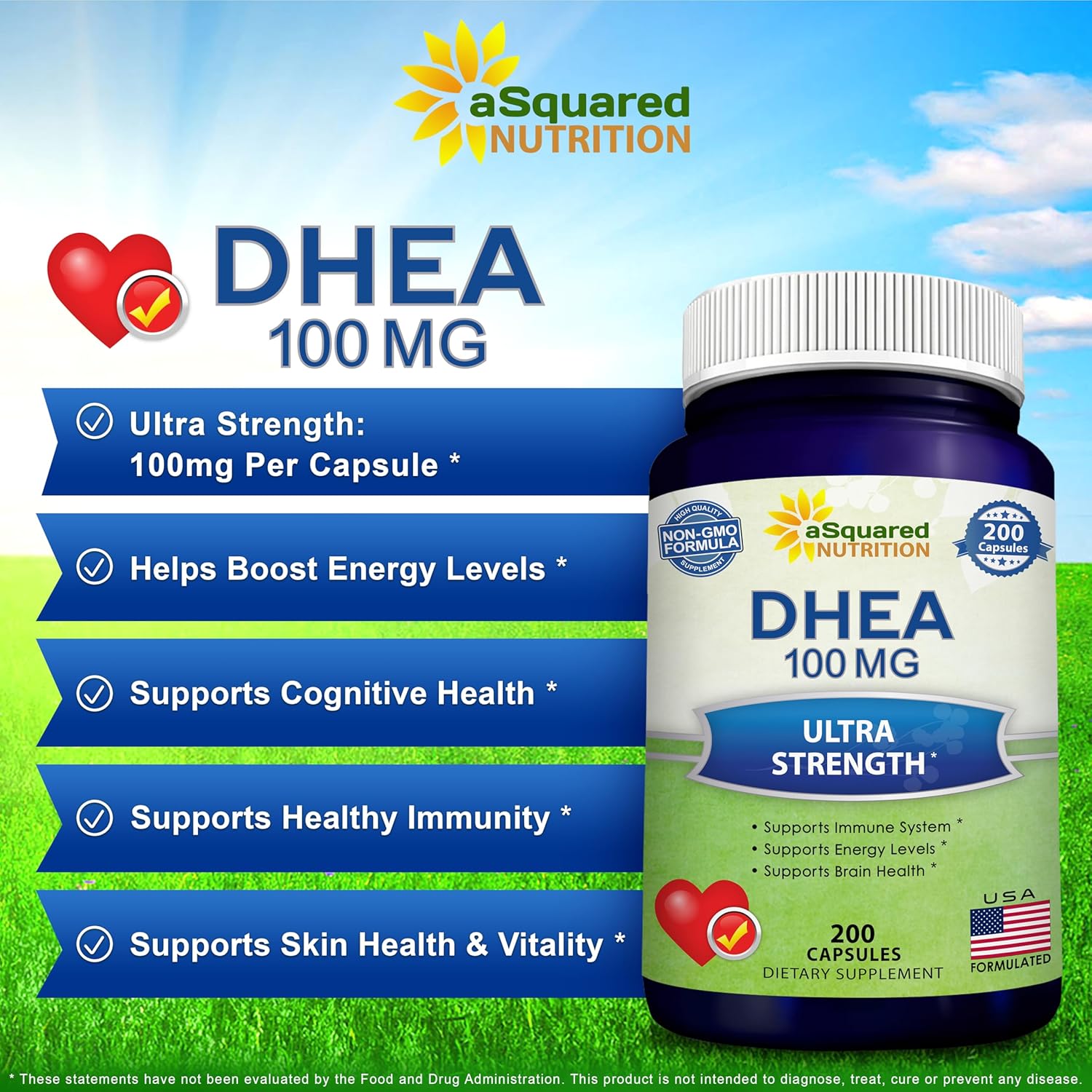 DHE 100m Supplemen 20 Capsule Hig Potenc Dehydroepiandrosteron fo Me an Wome Ma Strengt Pill fo Brai Health Energy an Immun Functio Formulate i USA Third-Part Tested