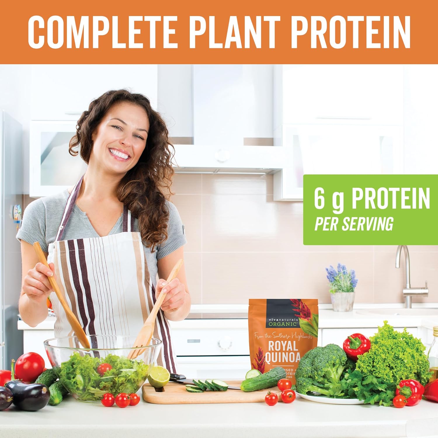 Viva Naturals Organic Quinoa, 4 lb ¨C Pre-Washed Whole Grain, Plant Protein, USDA Organic, Gluten-Free, Non-GMO, Vegan, Kosher Rice and Pasta Substitute