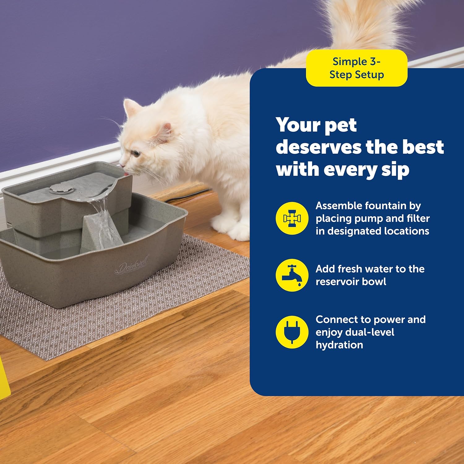 PetSaf Drinkwel Multi-Tie Pe Fountai Encourage Hydratio fo Cat Dog Large-Capacit Watere Doubl Tie Filtere Fountai wit Carbo Filte 10 o Wate Capacity