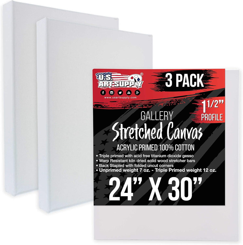 U.S Ar Suppl Larg Stretche Canva fo Paintin 24x3 inc Galler Dept 1-1/2inc Thick 3-Pac 12o Acryli Gess Tripl Primed Professiona Artis Quality 100 Cotto Oil Pourin Paint