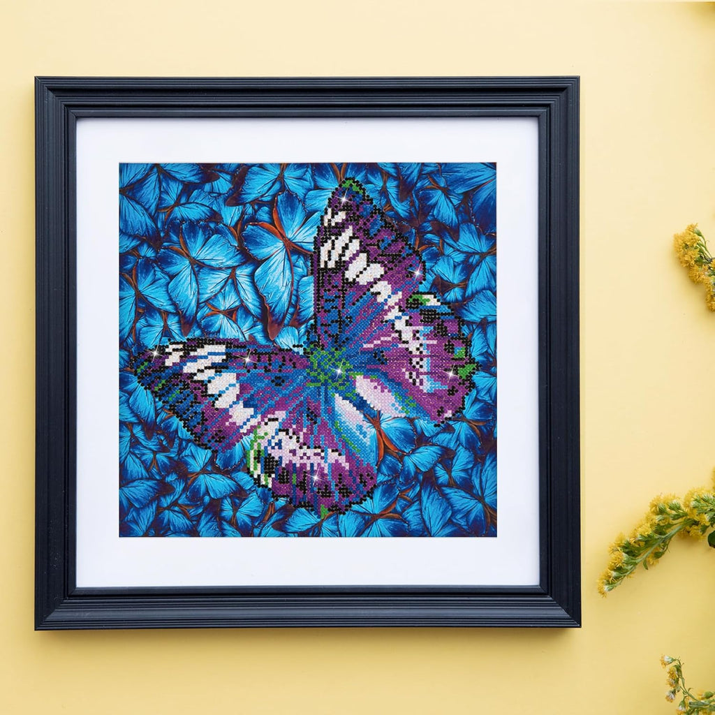 DIAMON DOT Flutte b Mauv Butterflie Diamon Paintin Kit fo Adult Diamon Ar Kit Relaxin Creativ Craf Ki wit Dot Gem 12inchx12inch