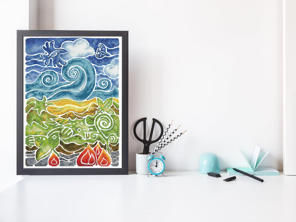 DIAMON DOT Natura Wonder Mosai Landscap Diamon Paintin Kit fo Adult Diamon Ar Kit Relaxin Creativ Craf Ki wit Dot Gem 14.6inchx10.6inch