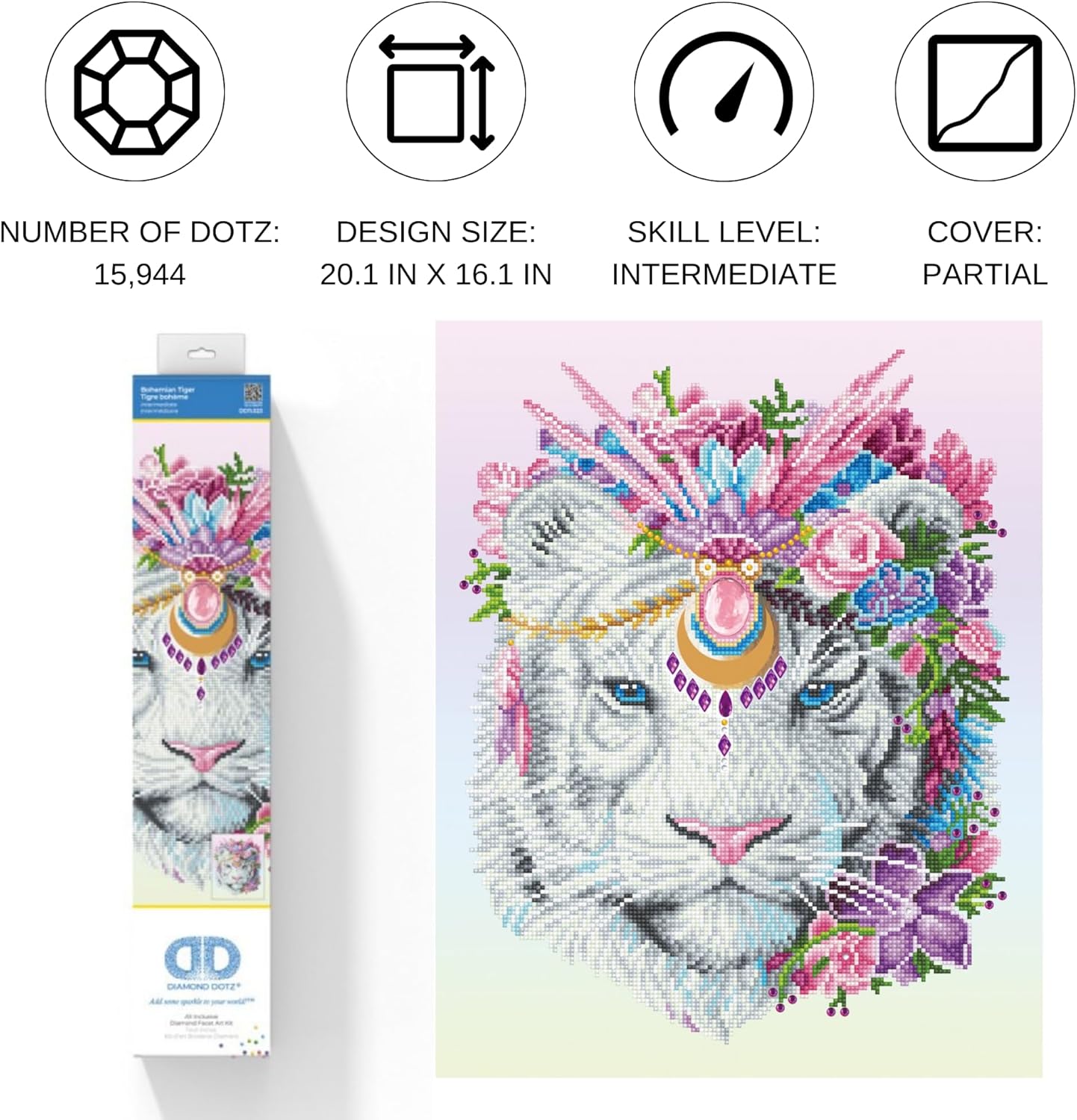 DIAMON DOT Bohemia Tige Diamon Paintin Kit fo Adult Diamon Ar Kit Relaxin Creativ Craf Ki wit Dot Gem 20.1x16.1