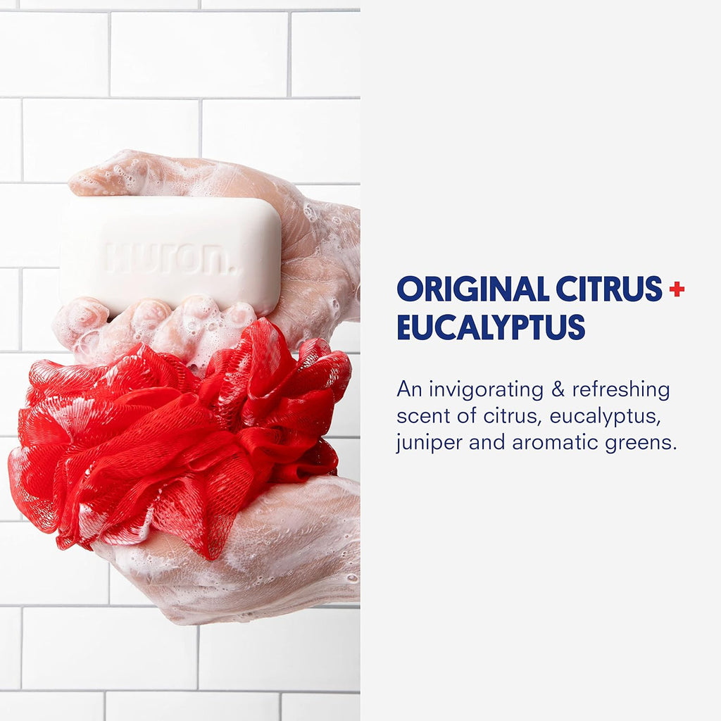 Huro Ba Soa Citru Eucalyptus Pac Triple-Mille fo Long-Lastin Us Moisturizin wit She Butte Coconu Oi Cris Scen o Citrus Eucalyptus Min Greens