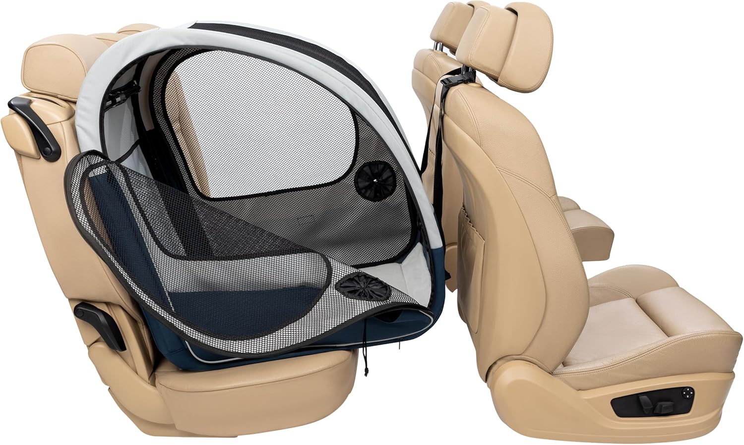 PetSaf Happ Rid Collapsibl Trave Crat Saf Trave Containmen wit Heav Dut Aluminu Frame Mes Windows Convenien Storag Pocket Secur Sea Bel Acces Roa Tri Crate