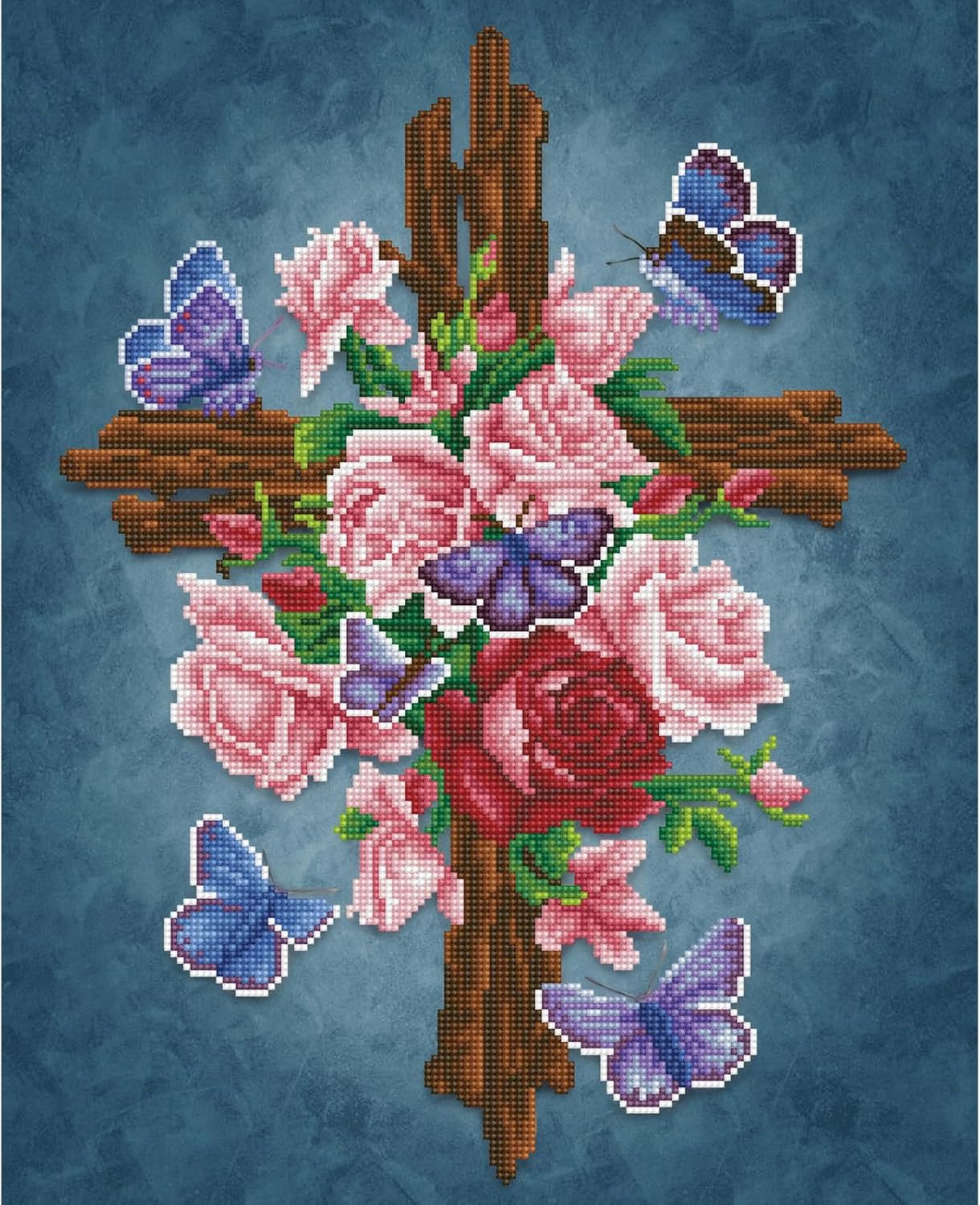 DIAMON DOT Flowe Cros Diamon Paintin Kit fo Adult Diamon Ar Kit Relaxin Creativ Craf Ki wit Dot Gem 16x20