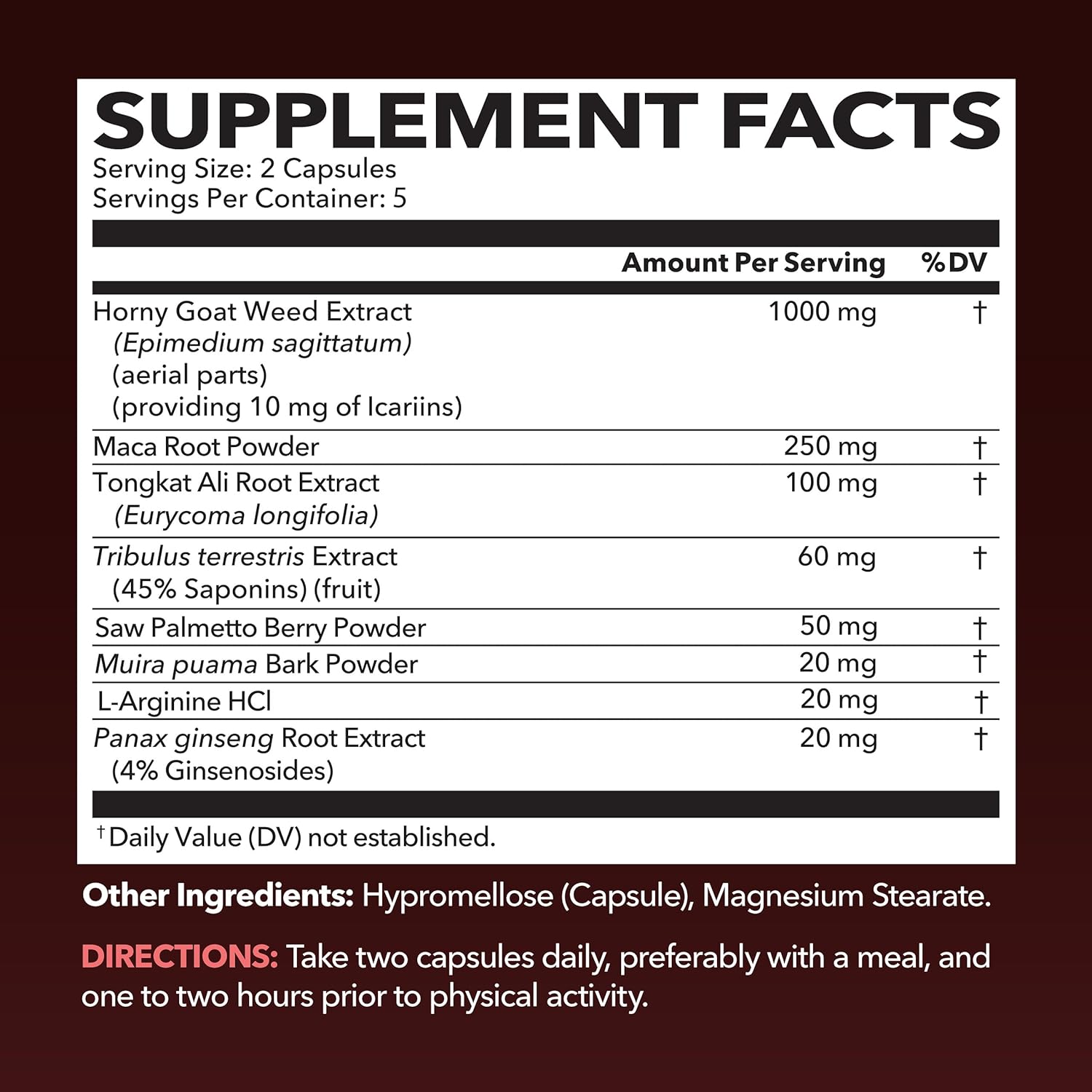 Unisex Horny Goat Weed Capsules for Men Women - Extra Strength Performance Energy Support with Tongkat Ali, Muira Puama, and Saw Palmetto - 10 Count - Herbal Supplement for Increased Endurance
