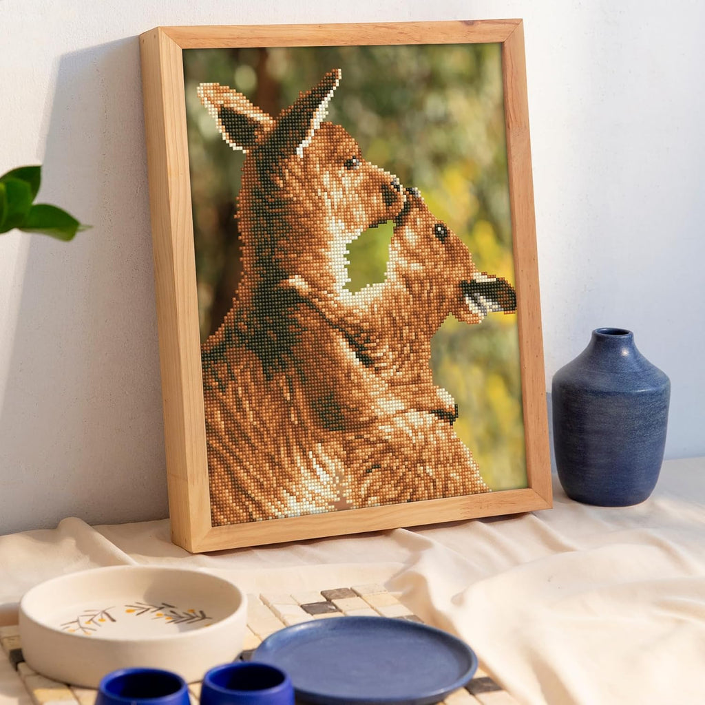 DIAMON DOT Kissin Kanga Anima Diamon Paintin Kit fo Adult Diamon Ar Kit Relaxin Creativ Craf Ki wit Dot Gem 16.1inchx12.2inch