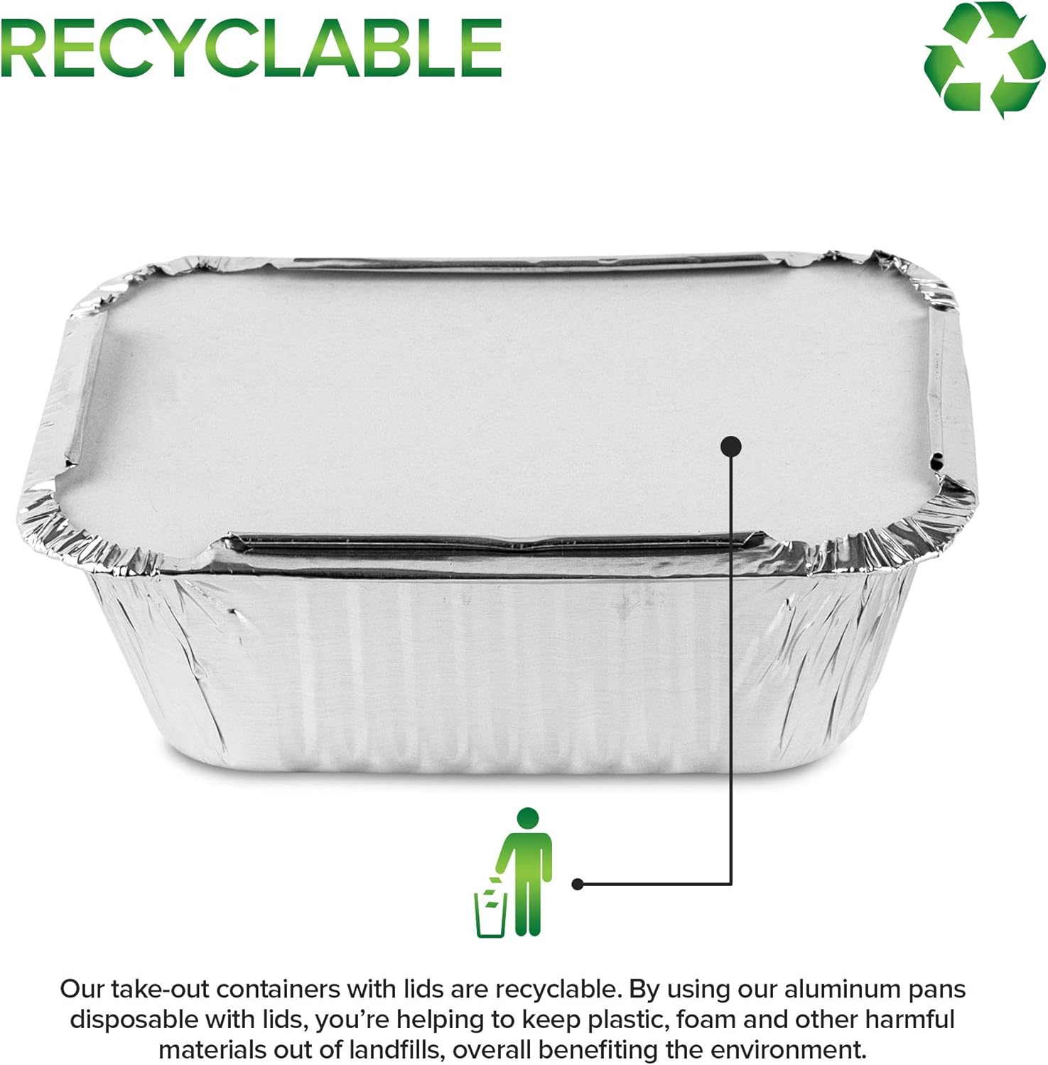 Stock Your Home 1 Lb Aluminum Pans with Lids (100 Pack) - Food Containers with Cardboard Lids - Disposable Recyclable Takeout Trays with Lids - to Go Containers for Restaurants, Catering, Delis