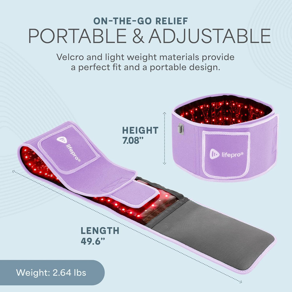Lifepro Red Light Therapy Belt ¨C Infrared Red Light Therapy for Body, Back Pain and Shoulder - 660nm & 850nm Near Infrared Heating Pad ¨C Adjustable & Portable for Wellness & Relaxation