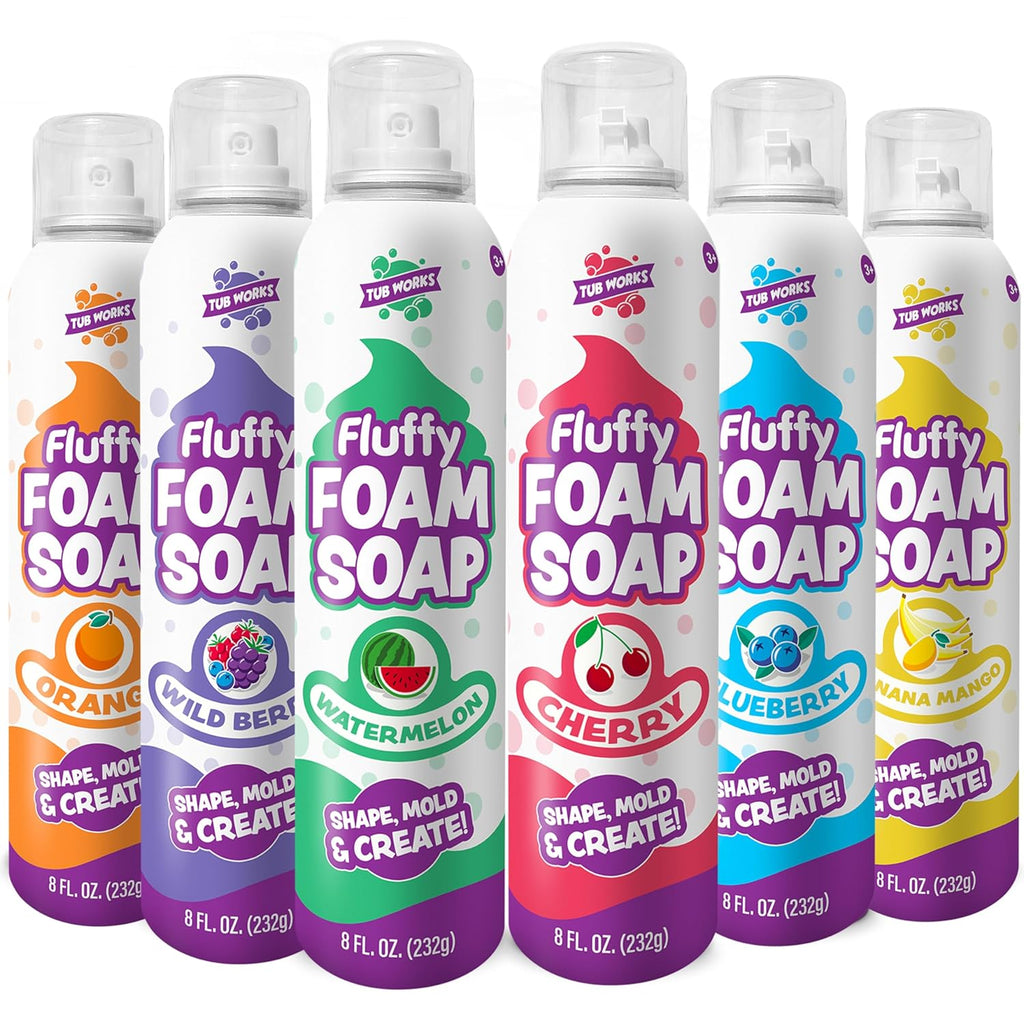 Tu Works Fluff Foa Soap Variet Pac Shape Mol Creat Bat Ar wit Sof Bat Foa fo Kid Gentle Cleansin Kid Bat Soa Easy-to-Us Spra Nozzle Fruity Fu Bat Colors