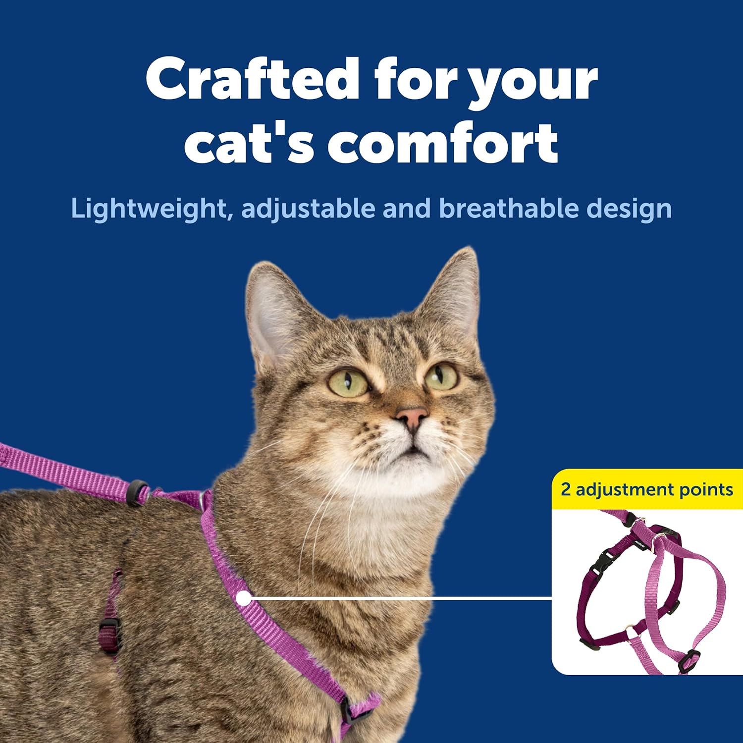PetSafe Come with Me Kitty Cat Harness Bungee Leash - Comfortable No-Choke Harness with Lightweight Bungee Leash for Outdoor Fun - Escape Free Pulling Prevention - Large - Dusty Rose