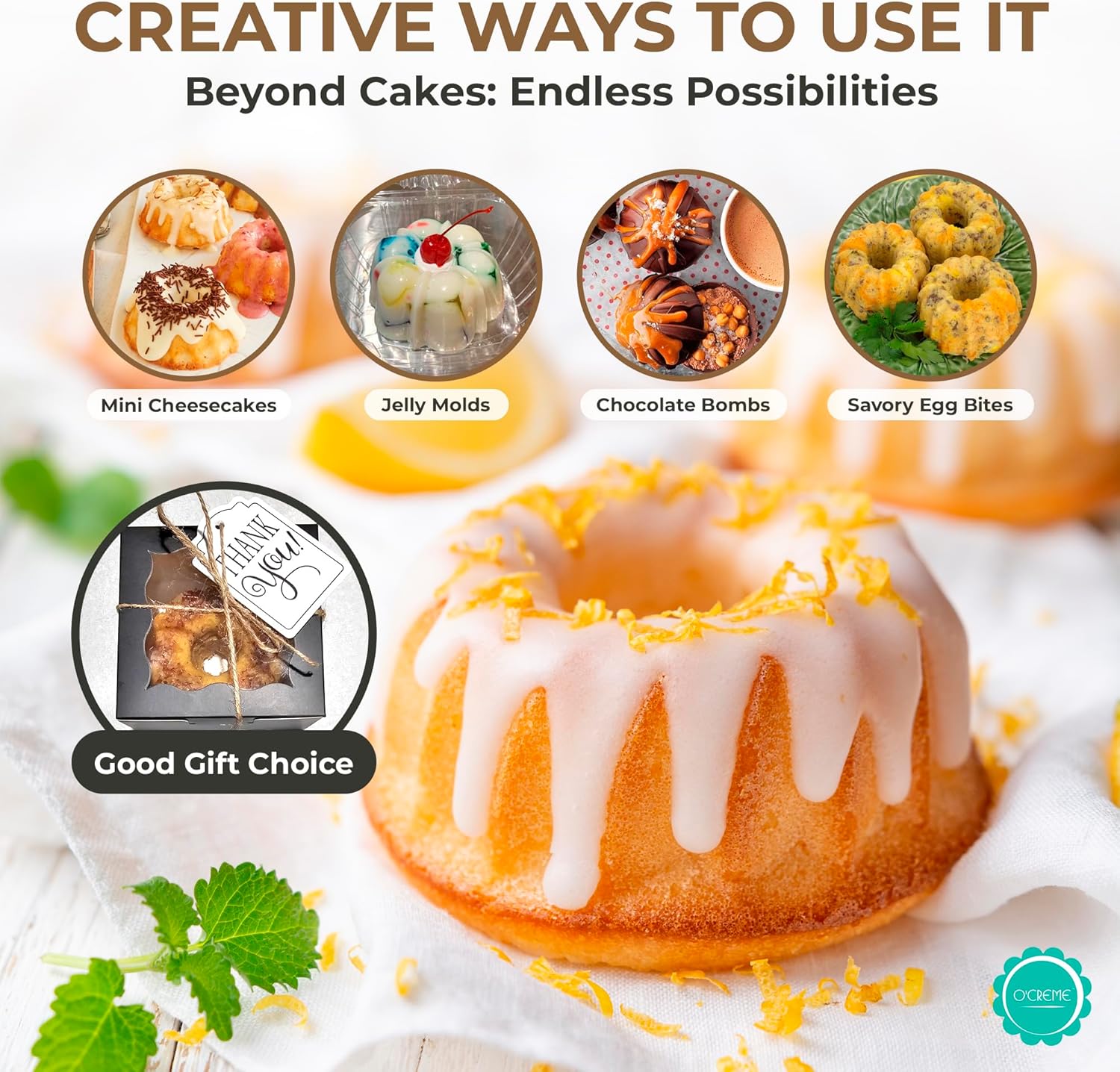 O¡¯Creme Bakeable Plastic Mini Flan Molds Pan - Baking Pan With Non-Stick Silicone - Reusable Non-Stick baking Mini Flan Molds For Baking and Much More - 50 QTY Pack