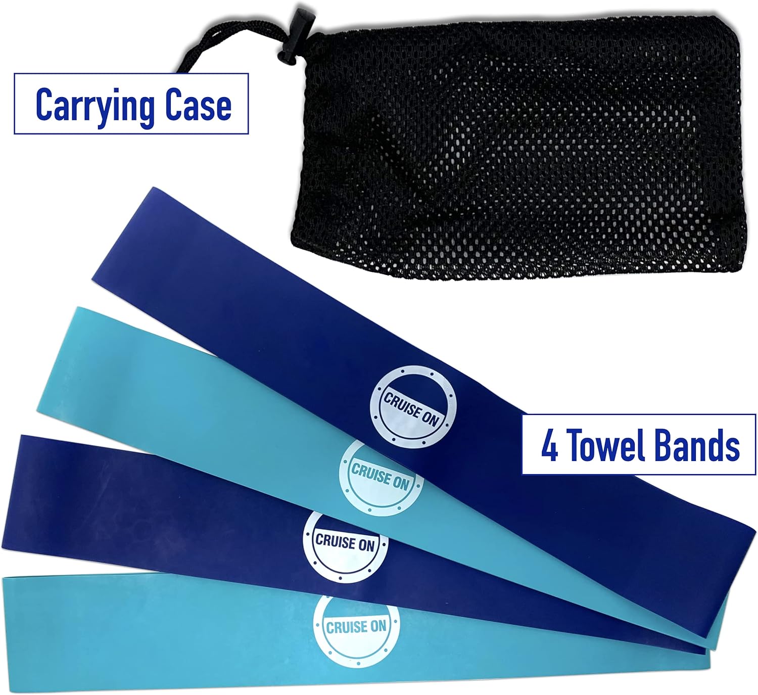 Cruise On Towel Bands for Cruise Chairs (4 Pack), Better Alternative to Towel Clips for Beach, Pool Ships, Essential for 2026 2027 Trips, Secure Stylish, Blue Teal