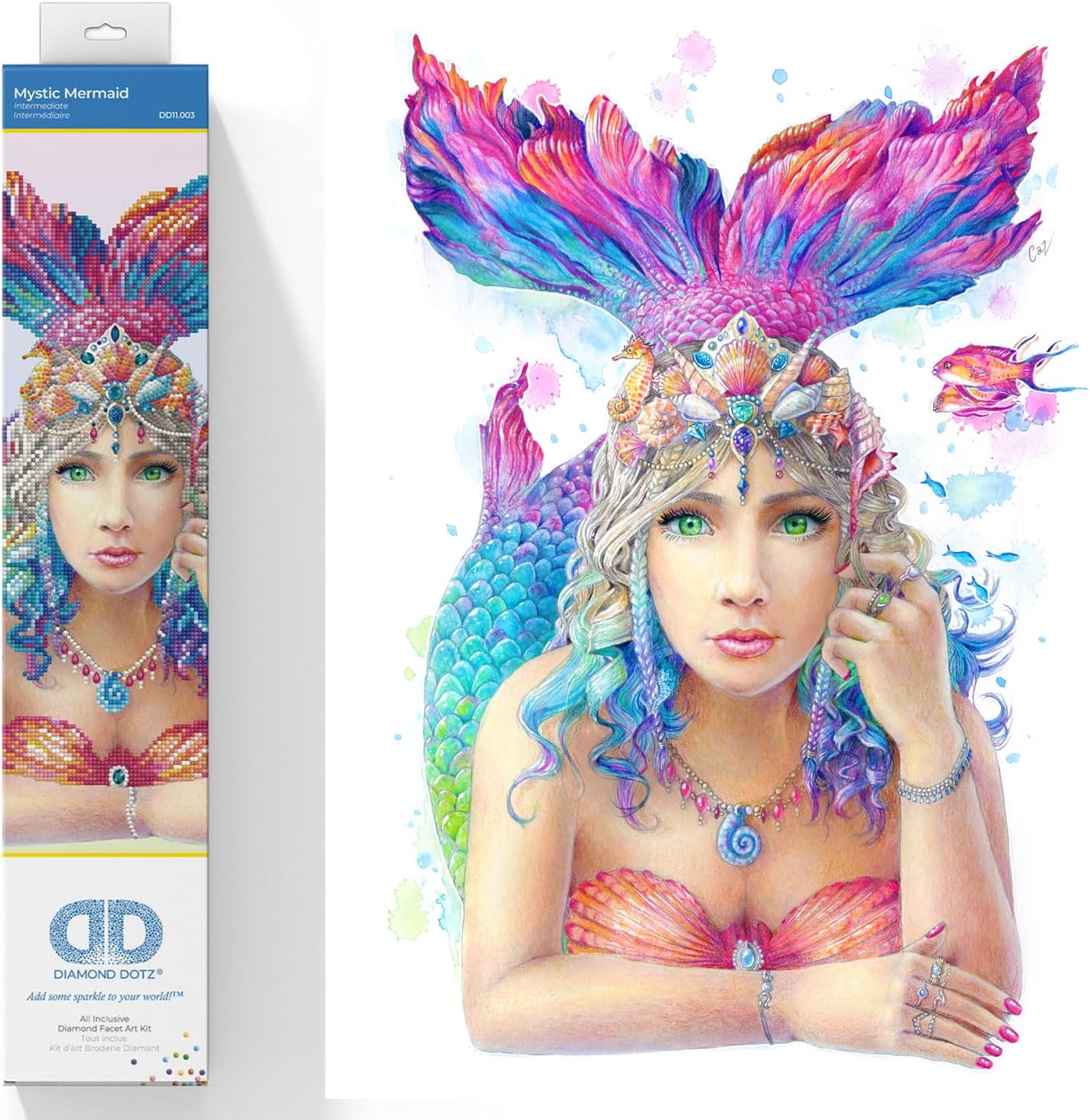 DIAMON DOT Mysti Mermai Diamon Paintin Kit fo Adult Diamon Ar Kit Relaxin Creativ Craf Ki wit Dot Gem 16.1x20.1