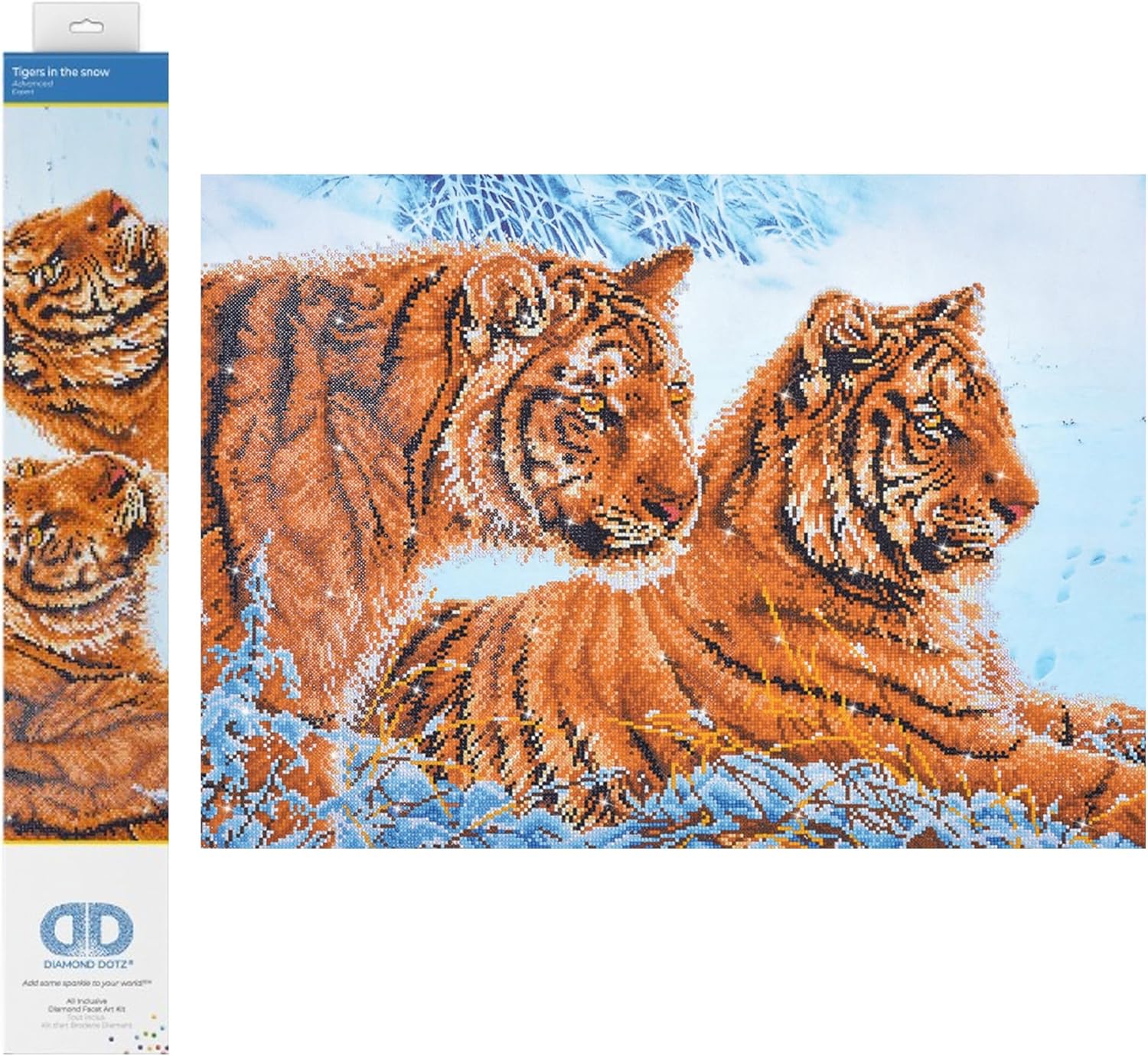 DIAMON DOT Tiger i Th Sno Anima Diamon Paintin Kit fo Adult Diamon Ar Kit Relaxin Creativ Craf Ki wit Dot Gem 20.5inchx28.3inch