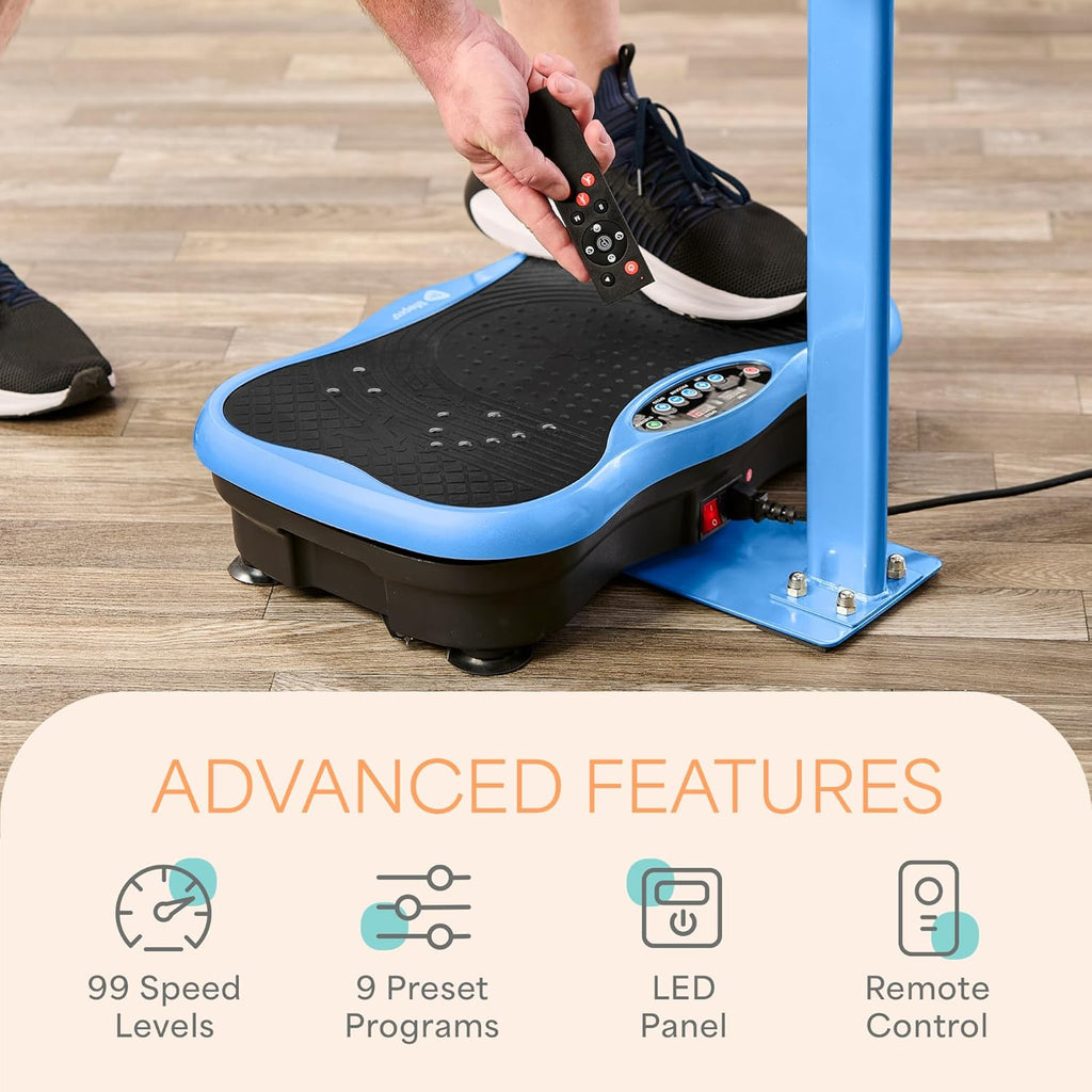 Lifepro TrimLite Vibration Plate Exercise Machine with Handlebars ¨C Whole Body Vibration Platform for Lymphatic Drainage & Weight Loss ¨C 99 Speed Levels, Bluetooth Speaker, Resistance Bands & Remote