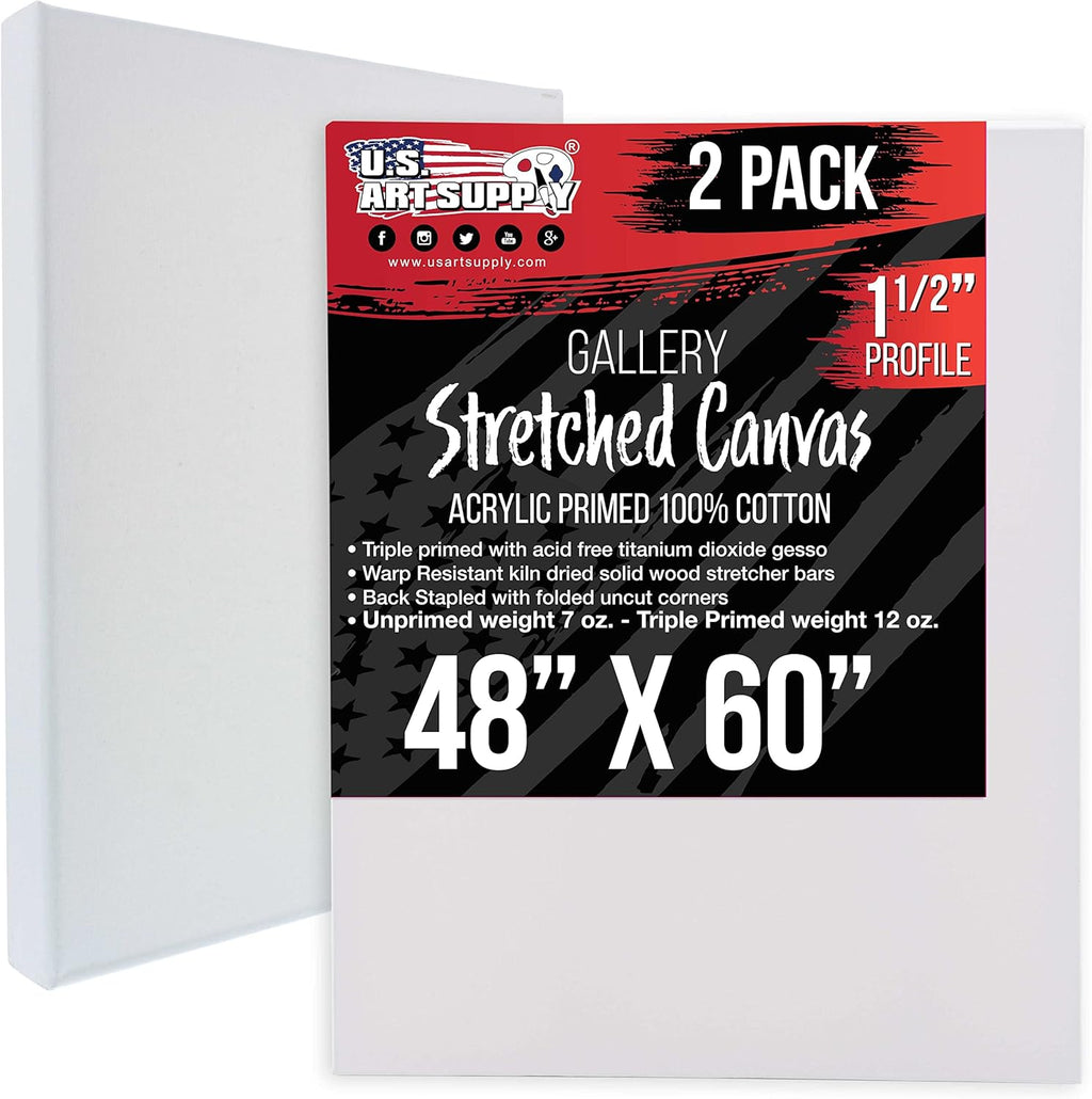 U.S Ar Suppl X-Larg Stretche Canva fo Paintin 48x6 inc Galler Dept 1-1/2inc Thick 2-Pac 12o Acryli Gess Tripl Primed Professiona Artis Quality 100 Cotto Oil Pourin Paint