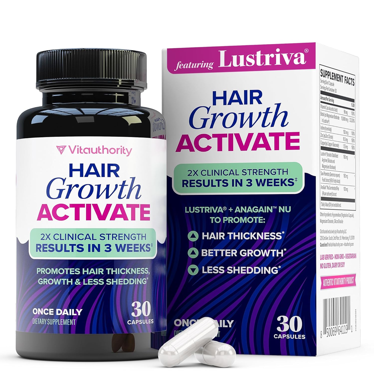 Lustriv Hai Growt Supplemen fo Wome Lustriv DH Blocke Vitamin fo Thicke Fulle Lock Bioti Sa Palmett Zin Coppe Reduc Sheddin Suppor Hai Los fo Me Wome 3 Capsules