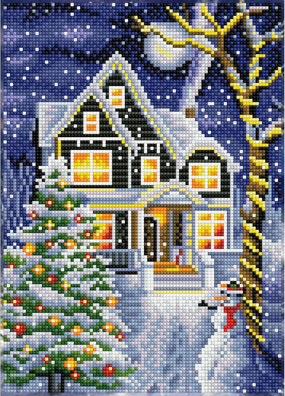 DIAMON DOT Kit Christma Night Ful Drill Roun Dotz Diamon Paintin Kits Diamon Ar Kit fo Adults Ge Art Diamon Art Kits 13.8inchx9.8inch