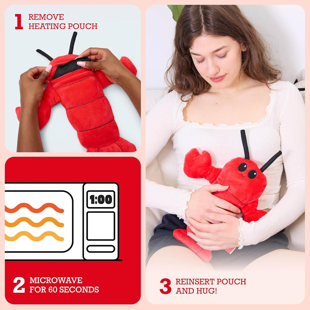 Menstruation Crustacean Lobster by Relatable, Funny Microwavable Heating Pad for Period Cramps, A Thoughtful Holiday Selft Care Gift or Stocking Stuffer for Teens, Women, and Friends