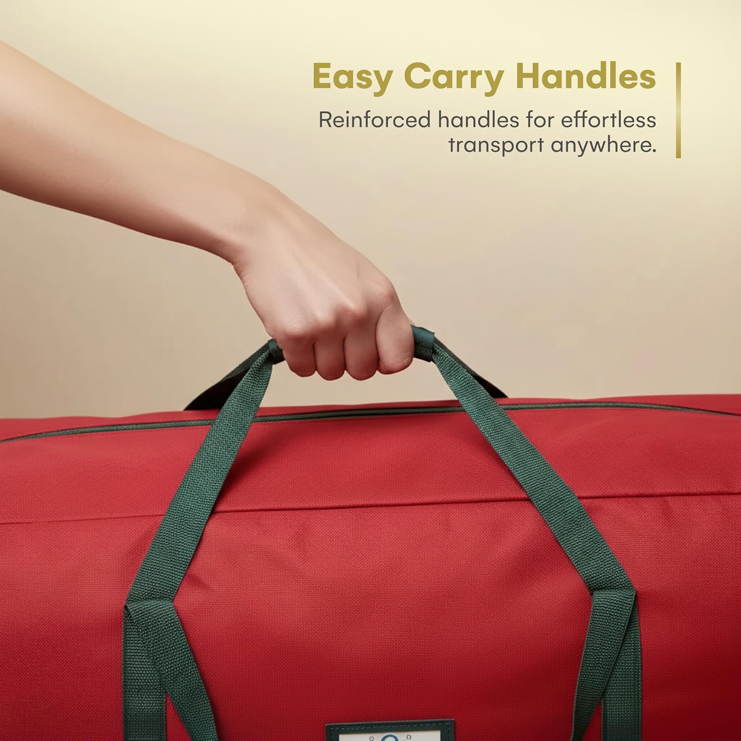 HOLIDAY SPIRIT Heavy Duty Canvas Bags for Christmas Tree - Waterproof Storage Bag with Reinforced Handles and Dual Zipper for 9 Ft Tree - 600D Oxford Material Protects from Dust and Moisture, Red