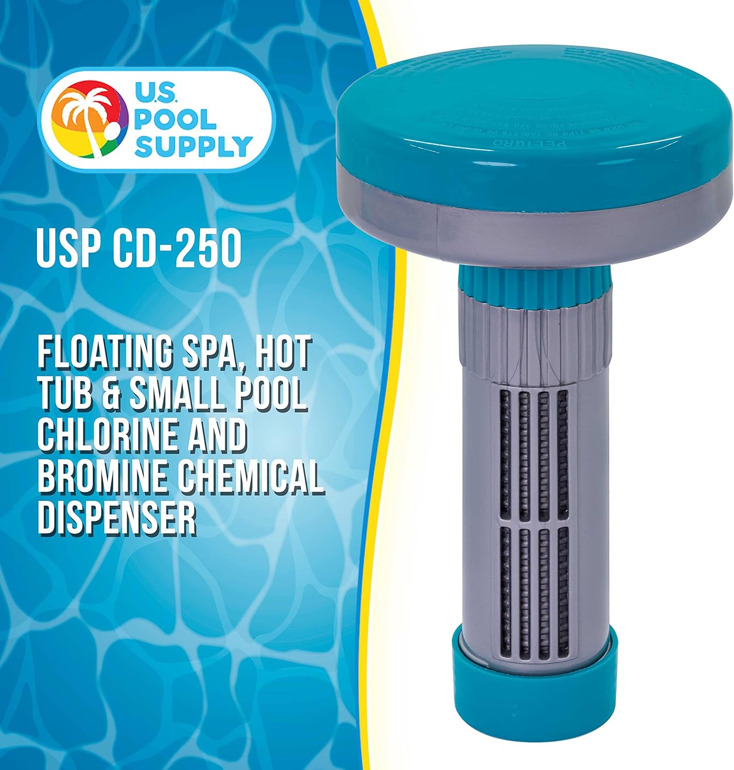 U.S. Pool Supply Floating Spa, Hot Tub Small Pool Chlorine and Bromine Chemical Dispenser - Holds 1inch Tablets, 13 Flow Level Control Setting