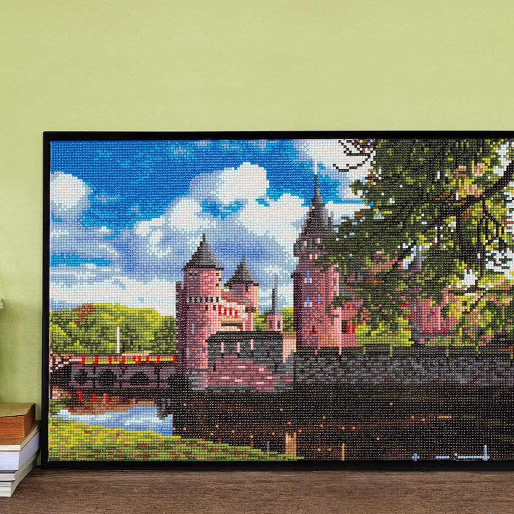 DIAMON DOT D Haa Medieva Castle Hollan Diamon Paintin Kit fo Adult Diamon Ar Kit Relaxin Creativ Craf Ki wit Dot Gem 13.6x20.5
