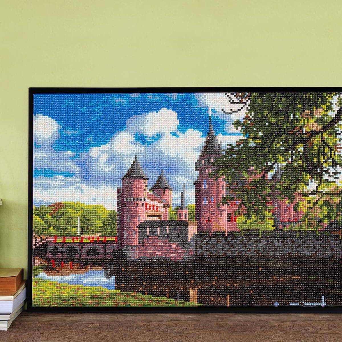 DIAMON DOT D Haa Medieva Castle Hollan Diamon Paintin Kit fo Adult Diamon Ar Kit Relaxin Creativ Craf Ki wit Dot Gem 13.6x20.5