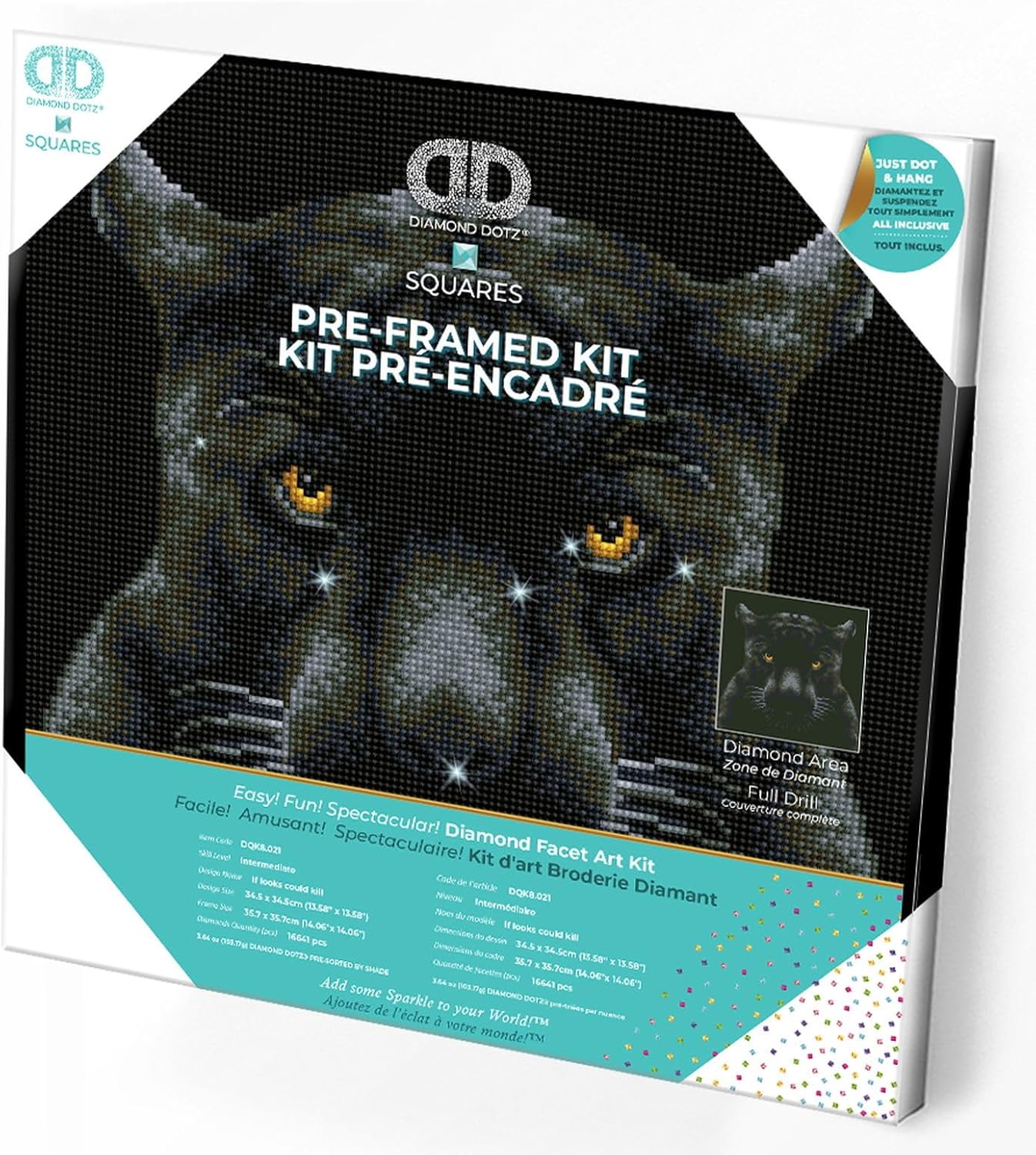 DIAMON DOT I Look Coul Kil Pre-Frame Ki Panthe Diamon Paintin Kit fo Adult Diamon Ar Kit Relaxin Creativ Craf Ki wit Dot Gem 13.5inchx13.5inch