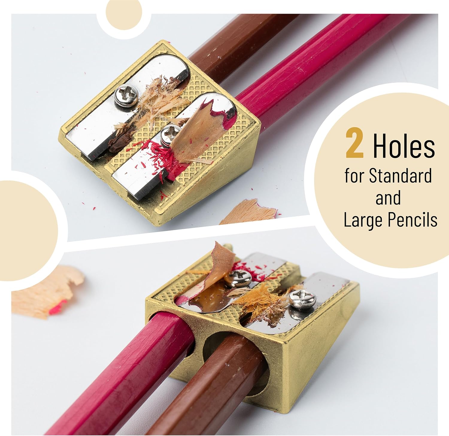 Mr. Pen Handheld Metal Pencil Sharpener - 2 Hole, 6 Pack, Gold