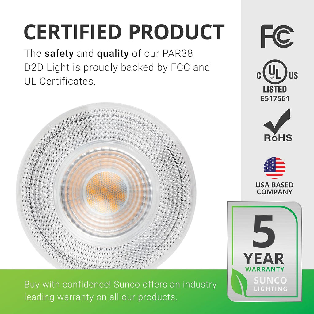 Sunc Dus t Daw Floo Light Outdoor Waterproo PAR3 LE Bulb 120 Equivalen 15W Exterior Wet-Rated 5000 Dayligh 125 LM E2 Base U Pack