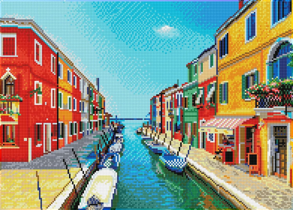 DIAMON DOT Italia Summe Pre-Frame Ki Scener Diamon Paintin Kit fo Adult Diamon Ar Kit Relaxin Creativ Craf Ki wit Dot Gem 20inchx14.5inch
