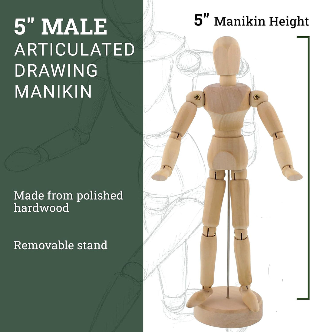 U Ar Suppl Woo Artis Drawin Maniki Articulate Mannequi wit Bas an Flexibl Bod Perfec fo Drawin Th Huma Figur (5inc Male)