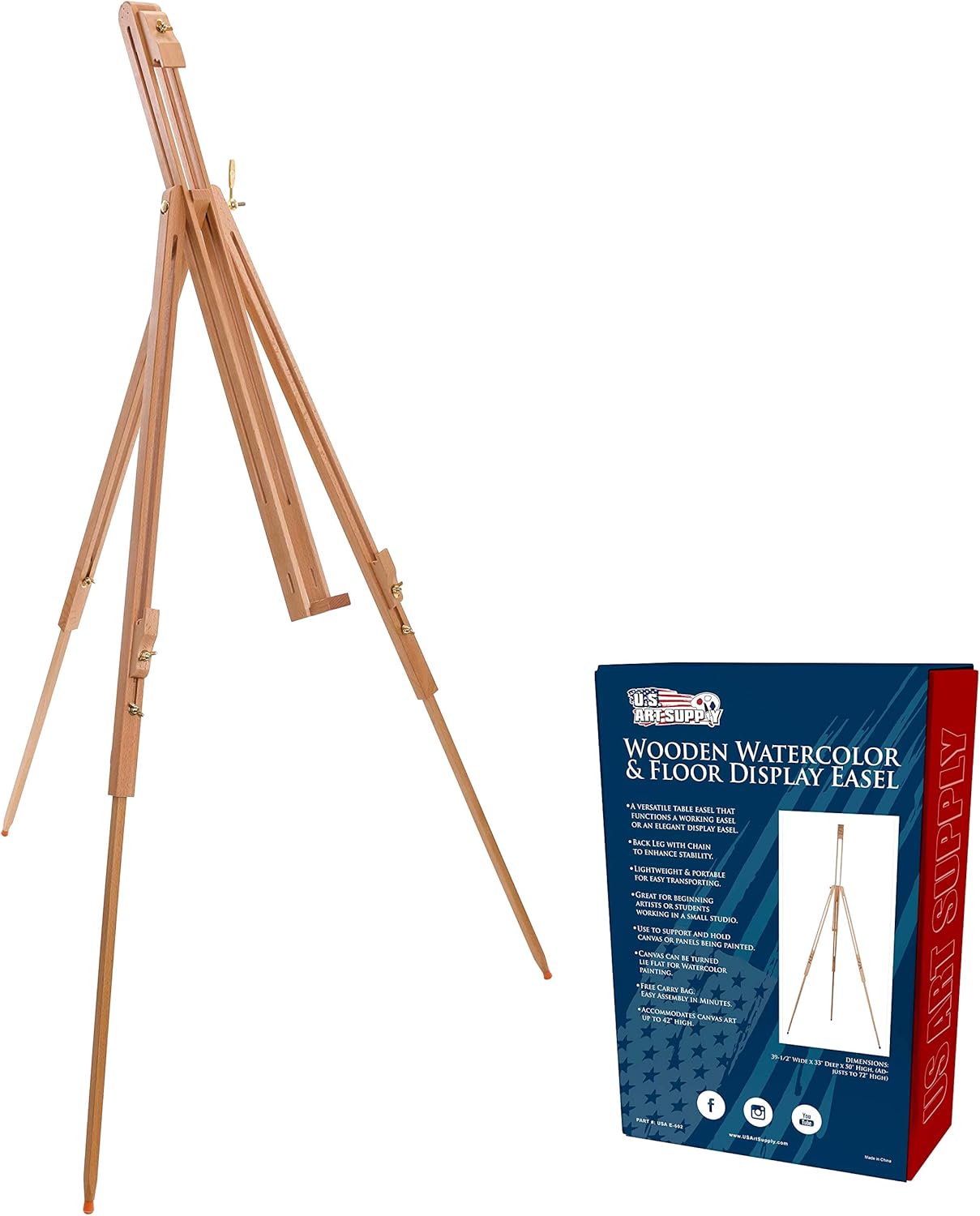 U.S Ar Suppl Harbo 72inc Hig Adjustabl Woo Artis Ease Stand Versatil fo Watercolor Fiel Displa Portabl Tripo fo Floo Tabletop Hold Canva U t 42inc Vertical 28inc Horizontal