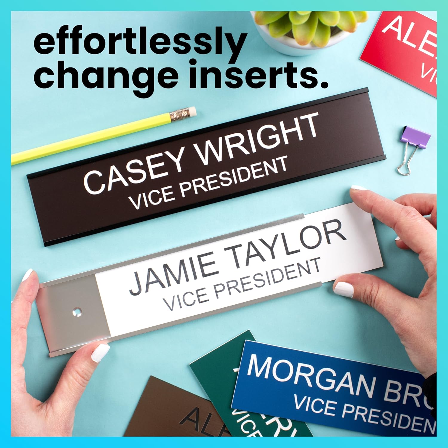 ExcelMark 2inch x 10inch Custom Engraved Name Plate with Square Corners
