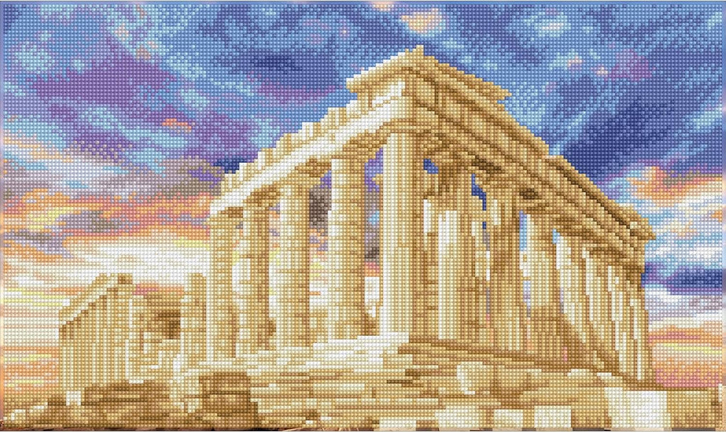 DIAMON DOT Partheno Temple Acropolis Athens Greec Diamon Paintin Kit fo Adult Diamon Ar Kit Relaxin Creativ Craf Ki wit Dot Gem 20.5x12.2