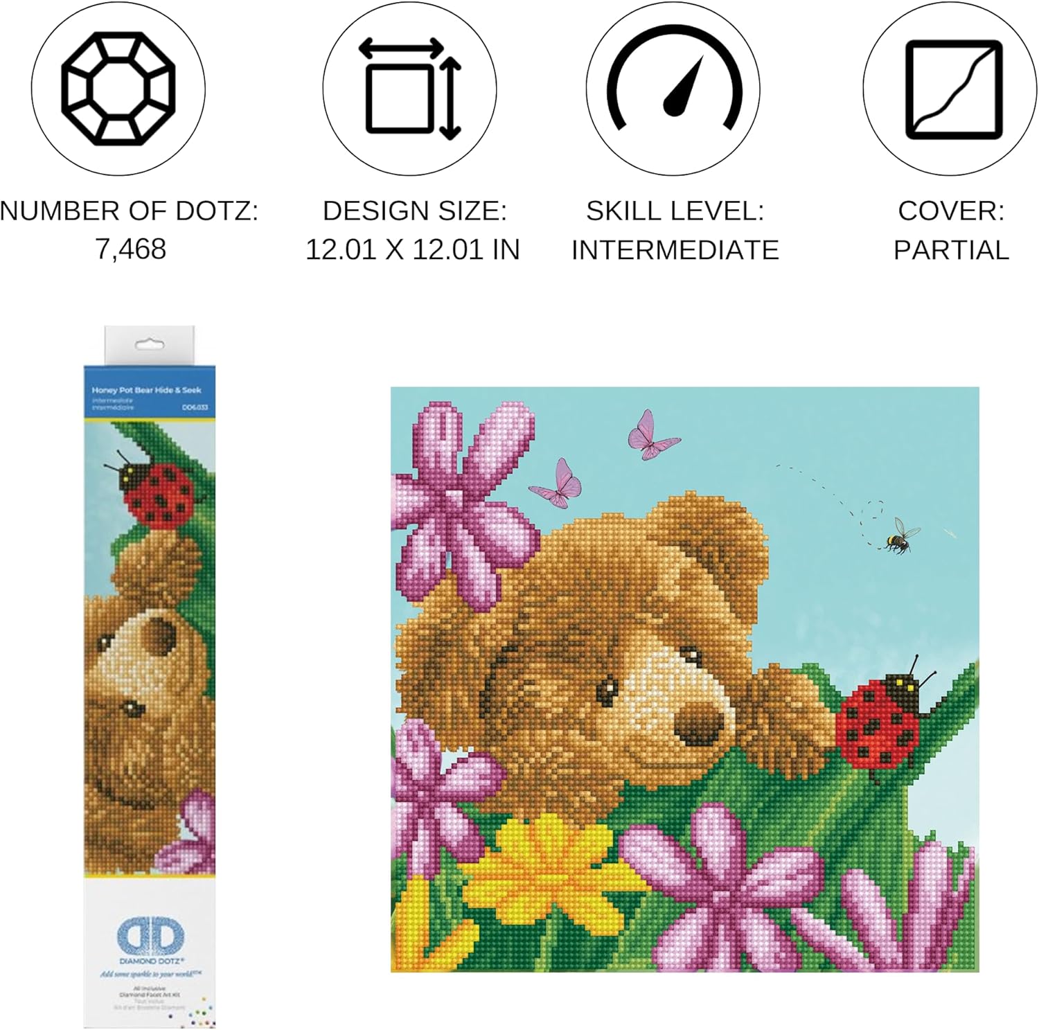 DIAMON DOT Hone Po Bea Hid See Anima Diamon Paintin Kit fo Adult Diamon Ar Kit Relaxin Creativ Craf Ki wit Dot Gem 12inchx12inch