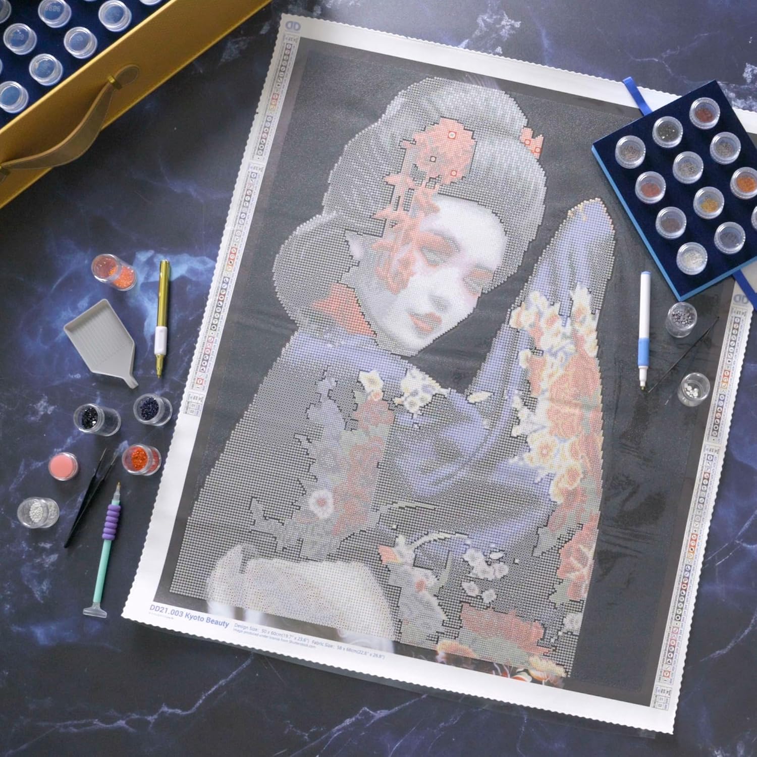 DIAMON DOT Kyot Beaut Diamon Paintin Kit fo Adult Diamon Ar Kit Relaxin Creativ Craf Ki wit Dot Gem 20x24