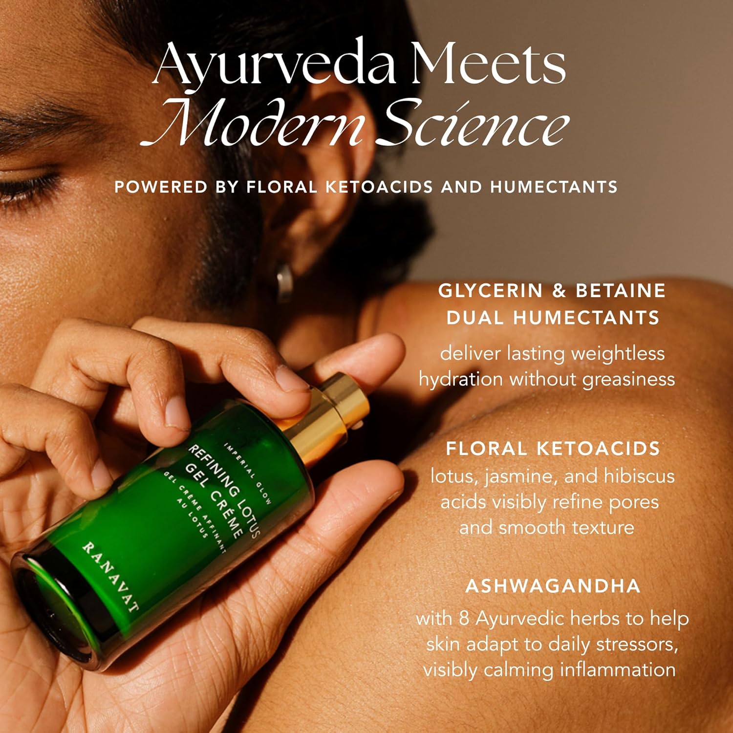RANAVA Refinin Lotu Ge Crea Hydratin Ge Moisturize Por Minimize Improve Radianc Textur wit Hyaluroni Aci Flora Ketoacid (1. oz)