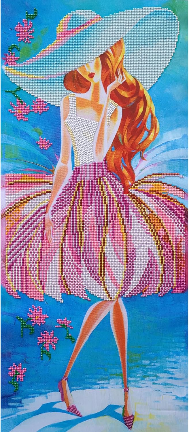 DIAMON DOT a Hom  Strol i Th Sun Partia Drill Roun Dotz Diamon Paintin Kits Diamon Ar Kit fo Adults Ge Art Diamon Art 13inchx30inch
