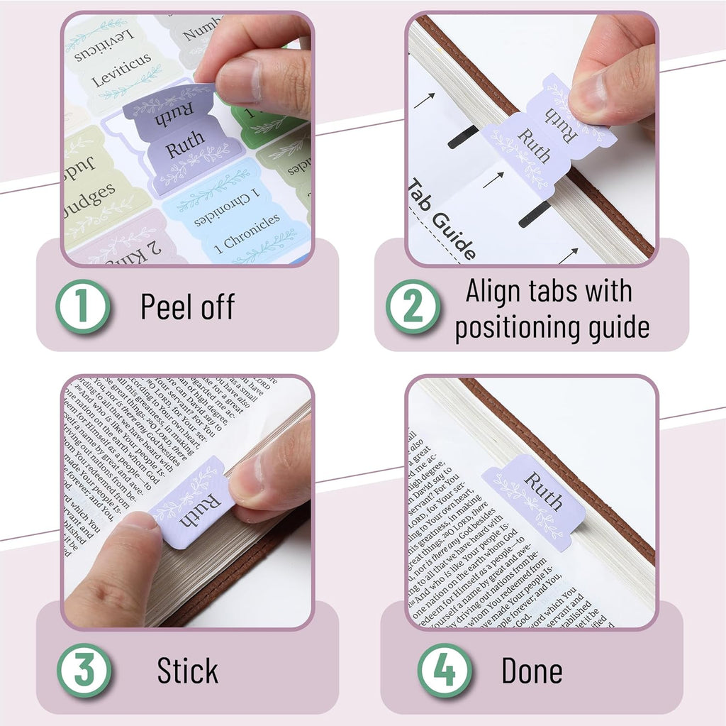 Bible Tabs, 75 pcs, Serenity Scripture, Laminated Bible Tabs for Women and Men