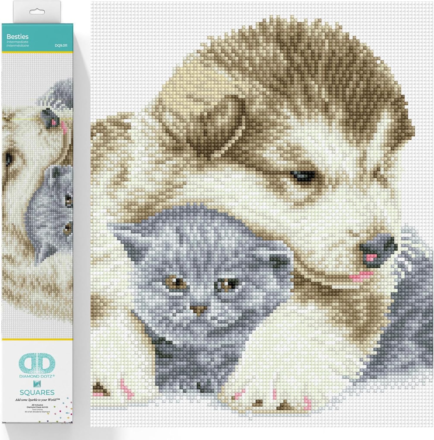DIAMON DOT Bestie Pupp Diamon Paintin Kit fo Adult Diamon Ar Kit Relaxin Creativ Craf Ki wit Dot Gem 13inchx16.1inch