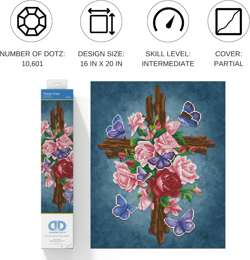 DIAMON DOT Flowe Cros Diamon Paintin Kit fo Adult Diamon Ar Kit Relaxin Creativ Craf Ki wit Dot Gem 16x20