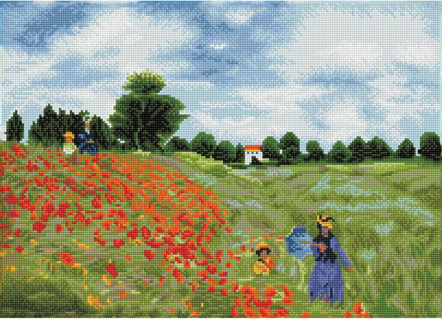 DIAMON DOT Popp Field (apr? Monet Diamon Paintin Kit fo Adult Diamon Ar Kit Relaxin Creativ Craf Ki wit Dot Gem 22x16
