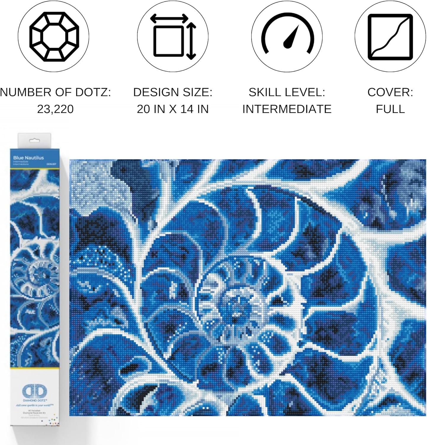 DIAMON DOT Blu Nautilu Diamon Paintin Kit fo Adult Diamon Ar Kit Relaxin Creativ Craf Ki wit Dot Gem 20x14