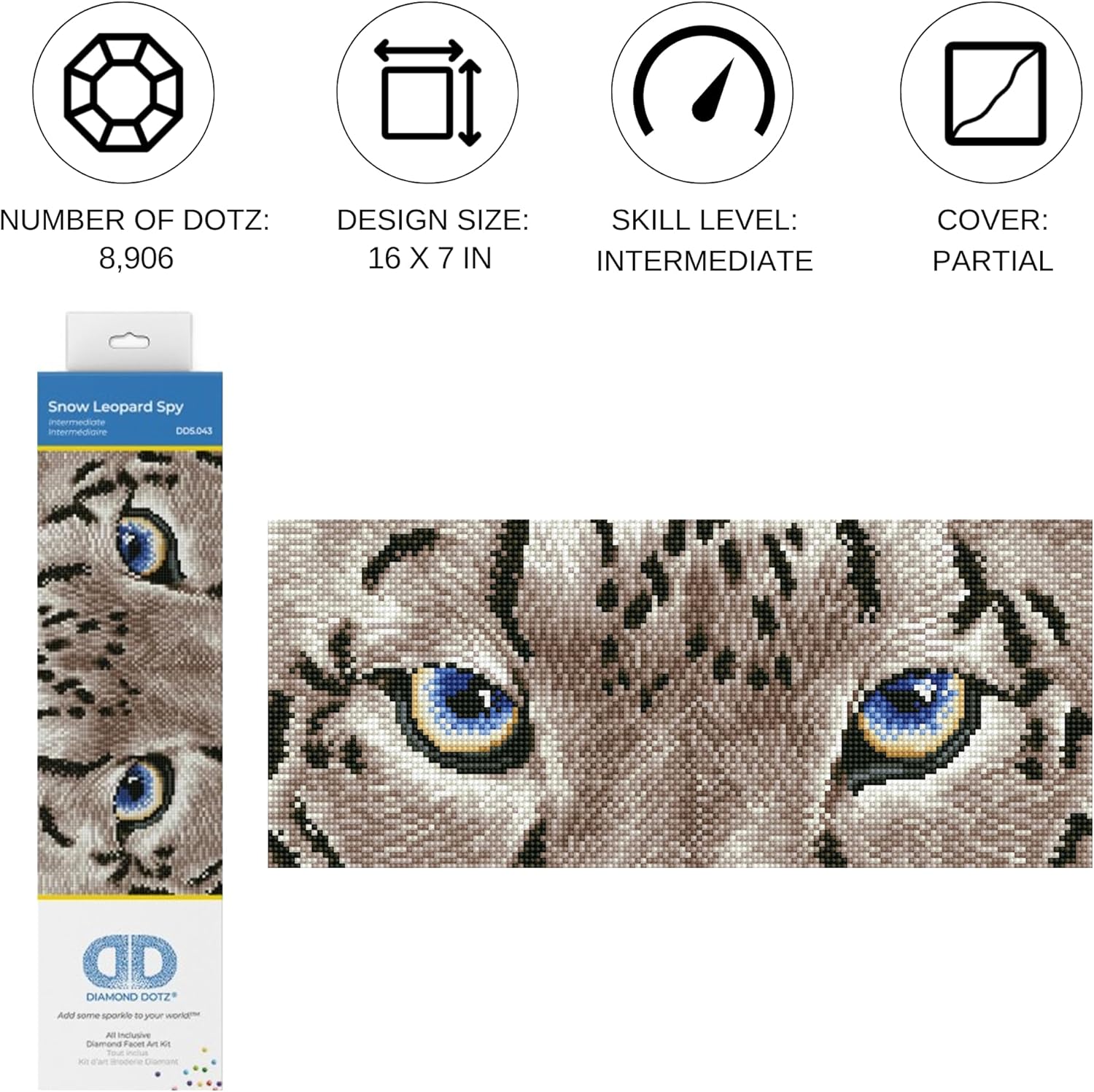 DIAMON DOT Sno Leopar Anima Diamon Paintin Kit fo Adult Diamon Ar Kit Relaxin Creativ Craf Ki wit Dot Gem 16inchx7inch